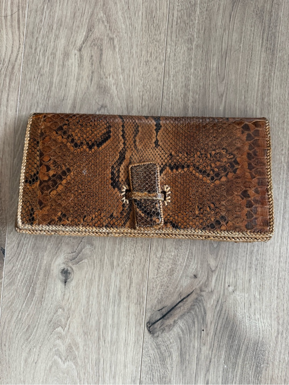 12” Vintage Snake Leather Evening Clutch Skin Cocktail Bag